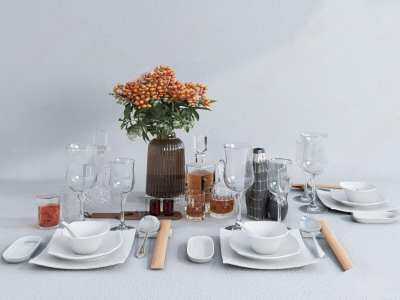 现代餐具3D模型下载